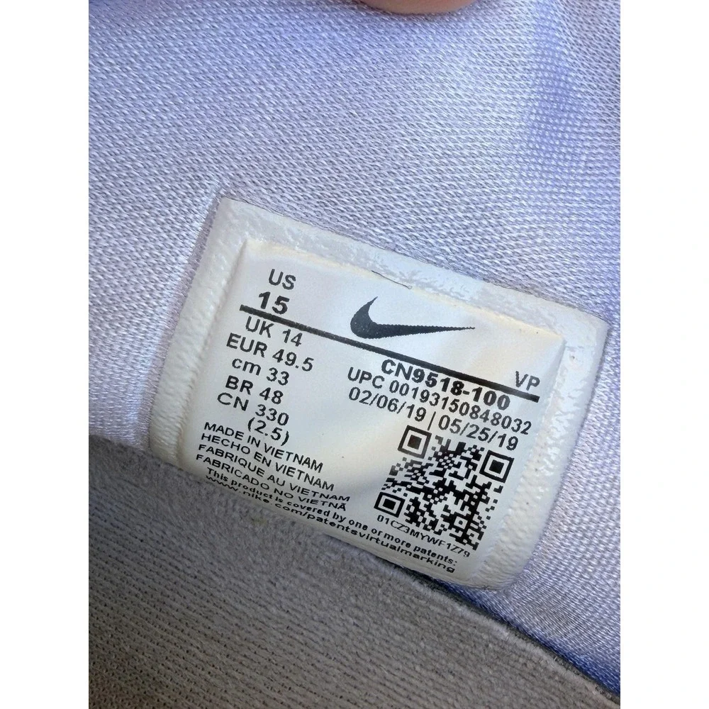 Nike KD 12 Shoes Mens Size 15 White Mesh Mid Top Basketball CN9518-100 Sneakers